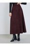Women Brown Suede A-Line Midi Skirt - 2