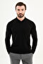 Corded Fabric Slim Fit Polo Neck Men's Knitwear Sweater Black - 11573.25K