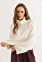 Women's White Turtleneck Batwing Casual Knit Sweater Kzk-19001096 - 2