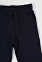 Navy Blue Thick Cotton Elastic Waist Side Pocket 5-6-7-8-9-10-11-12 Years Old Boy's Sweatpants - 2