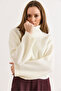 Women's White Turtleneck Batwing Casual Knit Sweater Kzk-19001096 - 4