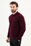 Corded Fabric Slim Fit Polo Neck Men's Knitwear Sweater Claret Red - 11573.25K - 3