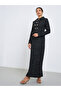 Women Black Tweed Double Breasted Blazer Maxi Dress - 3