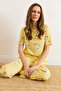 Women's Chick Yellow 100% Cotton Short Sleeve Set PJM-00000026 - 5