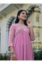 Pastel Pink Georgette Embroidered A-Line Midi Dress - 4
