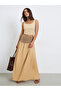 Women Khaki Color Block A-Line Maxi Skirt