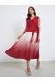 Women Ombre Look Pleated A-Line Midi Dress
