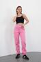 Women's Pink Three Thread Sh Fleece-Lined High Waist Sweatpants
