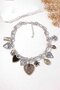 Silver and Gold Color Charmlı Design Necklace - 3