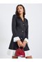 Women Black Pleated Hem Blazer Knee-Length Dress