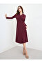 Burgundy Belted Blazer Midi Dress - 2