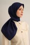 وشاح أنيق منقوش باللون الأزرق الداكن إكسسوار نسائي باللون الأزرق الداكن - 3