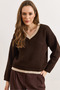 Women's Brown Collar and Skirt Detailed Knitwear Sweater Kzk-19001097