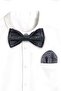 Black Jacquard Adjustable Satin Children's Bow Tie and Handkerchief Set - 3