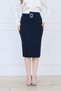 High Waist Buckled Pencil Skirt |   Office Stylish Thick Fabric Below-Knee Skirt - 2