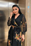 Chiffon Fabric Elastic Waist Dress - Black - 3