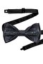 Black Jacquard Adjustable Satin Children's Bow Tie and Handkerchief Set - 5