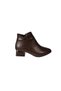 Yazkiş Women's Black Brown Leather 4cm Thick Heeled Ankle Boots - 3