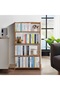 OneDcor Bamboo Bookshelf Cabinet | Freestanding Wooden Bookcase Storage Organizer
