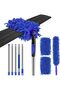 Ceiling Fan Cleaner Duster, 90° Folding Washable Chenille with 80-inch Extension Pole (Blue)