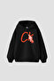 Ck. Printed Oversized Unisex Black Hoodie