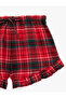 Cotton Plaid Ruffled Pajama Bottoms - 5
