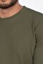 Men's Crew Neck Waffle Sweatshirt - Khaki - 3