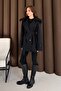 Fur Short Trench Coat Black 3723 - 5