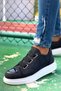 Yg251 Mirror Men's Casual Elastic Leather Sports Sneaker Shoes Cbt - Black