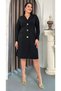 Women's Plus Size V-Neck Seashell Brooch Long Sleeve Stretchy Midi Evening Dress 25101 Black - 4