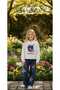 Girl's Stone Detailed Two-Piece Set - Detachable Collar - 100% Cotton