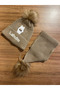 Labubu Embroidered Children's Scarf and Beanie Set 2-8 Years 101225