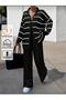 Women's Set Striped Cardigan and Pants Set - 5