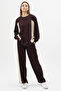 Brown-Beige Color Block Modal Fabric Tracksuit Set with Gold Piping Detail - 3