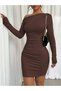 Single-Shoulder Draped Bodycon Mini Dress - Stretchy Fabric - Winter/Transitional - 2