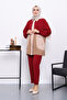 Burgundy Pocket Tunic Trousers Suit - 2