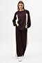 Brown-Beige Color Block Modal Fabric Tracksuit Set with Gold Piping Detail - 2