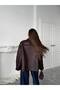 Women's Plush Lining Inside Brown Oversize Jacket - 2