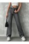 Lenithra Women's High-Waist Smoke Stone-Washed Palazzo Wide-Leg Loose Denim Jeans