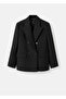 Wool Blend Double Breasted Fabric Blazer Jacket - 3