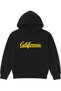 Yellow California Design Printed Oversized Black Hooded Sweatshirt