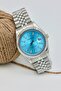 Steel Men's Wristwatch, Waterproof, Calendar, Silver Color Cord, Blue Men's Wristwatch - 2