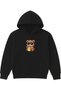 Bear Eating Honey Design Printed Oversized Black Hooded Sweatshirt