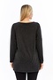 Plus Size Stay Inspired Printed V-Neck Long Sleeve Slit Wrinkled Viscose Fabric Blouse Black - 2