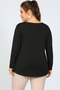 Plus Size Collar and Hem Slit Pearl Embroidered V-Neck Long Sleeve Side Slit Slit Luz Black - 3
