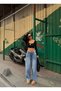 Blue Loose Fit Wide Leg Trousers with Lace Detail - 4