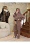 Hooded Unisex O Oversized Tracksuit Set with Fleece Inside - G09001 - Brown - 6