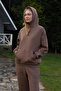 Hooded Unisex O Oversized Tracksuit Set with Fleece Inside - G09001 - Brown - 4