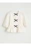 Ecru Crew Neck Bow Detailed Baby Girl Shirt - 2