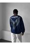 Men's Oversized Wings Printed Sweatshirt Paradise Streetwear Bird Pattern Crew Neck Navy Blue Black - 4